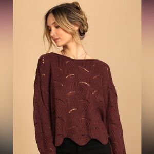 Lulu Moonglow Burgundy Loose Knit Sweater
